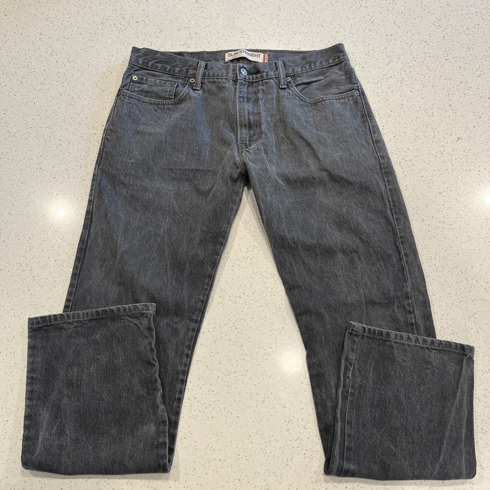 Y2K Levi's 514 Jeans Mens 36/36 Actual 36/32 Gray Denim Slim Straight Fit